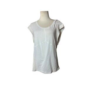 Lululemon White And Grey Strip Yoga Top.